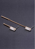 Hot Sale AAA Zircon with Bar, Golden Asymmetric 18K Gold Plated Stud Earrings