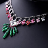 Link Chain Necklace Christmas Leaf Colorful Square