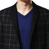 Checked Blazers for Men Black Stylish Single Breasted Casual Slim 