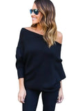 Long Sleeve Knitted Sweater Sexy Off Shoulder Sweater