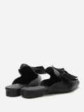 Fashion Black Point Toe Bow Detail Slip On Flats