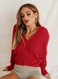 Women Long Sleeve Cardigan Knit Solid Color Sweater