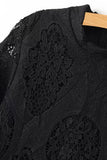 Openwork Stand Collar 3/4 Sleeve Lace Dress