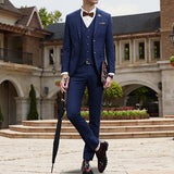 Three Pieces British Style Slim Blazers for Men Gentleman Wedding Formal 