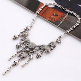 Cheap Vintage Rhinestone Skull Bone Necklace