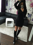 Long Sleeve Autumn and Winter Warm Dresses Party Club Solid 