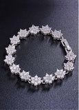 Fashion Micro Pave AAA Zirconia Snowflake, PlatinumAlloy Bracelet
