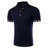 Short Sleeve Slim Fit Spring Summer Tops Casual Stitching Polo Shirt 