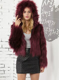 Women Winter Fur Like Hat Throwing Mini Coat