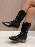 Solid Color Pointed Thick-heeled Martin Boots