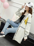 Long Sleeve Mid-Length Knitted Cardigan Thick 