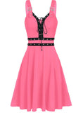 Adorable Lace-up Mini Milkmaid Dress