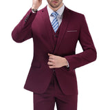 Three Pieces Casual Slim Blazers for Men Gentleman Wedding Formal 