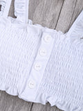 Single-Breasted Smocked Ruffles Top with Briefs