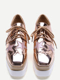 Fathion Rose Gold Star Patch Patent Leather