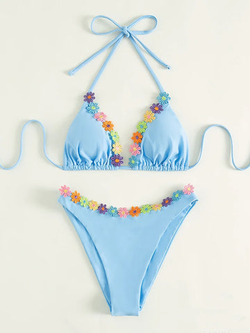 COLORFUL FLOWER STRAPS BIKINI