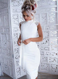 White Knee-Length Bodycon Slim Elegant Club Casual Dress