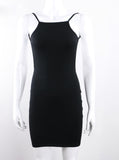 Spaghetti Strap Black Sexy Club Backless Bodycon Dress 