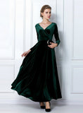 Long Sleeve Ball Gown Dress Vintage Velvet Party Dresses