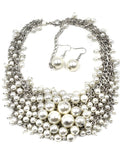 Necklace And Earrings Set Luxurious Pearl Chain 