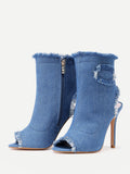 Cheap Raw Trim Denim Stiletto Heels