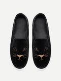 Fashion Embroidery Detail Velvet Slip On Plimsolls