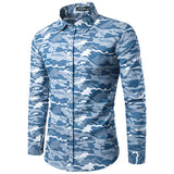  Denim Designer Shirts for Men Camo Printing Stylish Slim Casual 