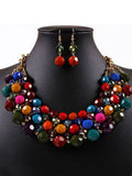 Necklace Earrings Set Bohemia Color Bead 