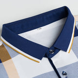 Printed Short Sleeve Casual Tops Summer Breathable Polo Shirt Plaid 