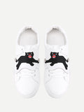 Cheap Eye Embroidery Lace Up Low Top Sneakers
