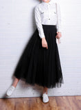 Vintage Skirts Womens Elastic High Waist Tulle Mesh Skirt