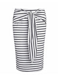 Women Skirt Striped Bow-Tie Zipper Knee-Length Pencil Skirts 