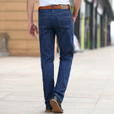 Fit Loose Straight Legs Jeans for Men Casual Business Fashion Elastic Slim 