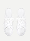 White Lace Up Mule Sneakers
