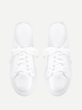 White Lace Up Mule Sneakers