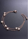 Fashion Stars Rose Gold Titanium Steel Double Layered Bracelet 