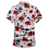 Short Sleeve Dress Shirts for Men Plus Size Beach Seaside Fashion Flowers Printing Loose 