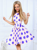 O-neck Women Elegant Dot Printing Dresses Casual