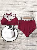 Halter Scalloped High Waisted Bikini Set