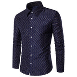 Cotton Printing Long Sleeve Plus Size Shirt for Men Bussiness Casual Solid Color 