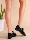 Cheap Black Patent Leather Point Toe Oxfords