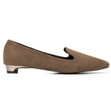 Fathion Coffee Suede Pointed Toe Slip-on Flat Shoes