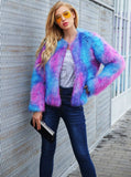 Color Mixing Short Coat Long Sleeve Coat 