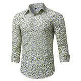 Plus Size Designer Dress Shirt for Men Long Sleeves Slim Fit Turn Down Collar Printing 