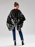 GEOMETRIC PATTERN SPLIT LENGTHENED CASHMERE CLOAK