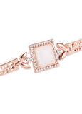 Micro Pave Zirconia Square with Cat's Eye, Rose Gold, Rose Gold Plated Bracelet, 