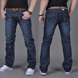  Casual Slim Skinny Straight Jeans Men's Denim Fabric Jeans Mid-Rise