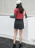 High Waist Skirts Womens Pockets Button Denim 