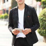 Cotton Printing Blazers for Men Black Casual Business Suits 