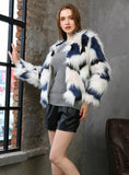 Colorful Thickened Round Neck Winter Fur Coat 